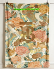 Burberry Floral Fauna TB Monogram Print Flannel Sofa Throw Blanket B224